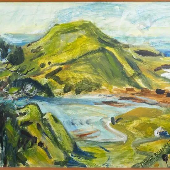 Pauline Bellamy - framed acrylic "Mt Charles" H-420 W-590