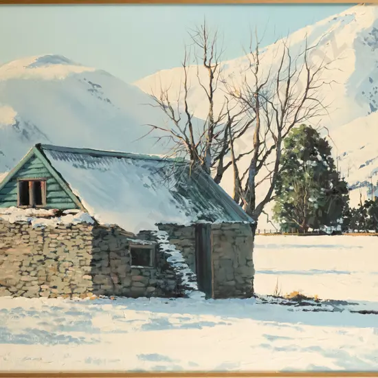 Graham Brinsley - framed oil "Lindis Pass, Winter" H-550 W-740