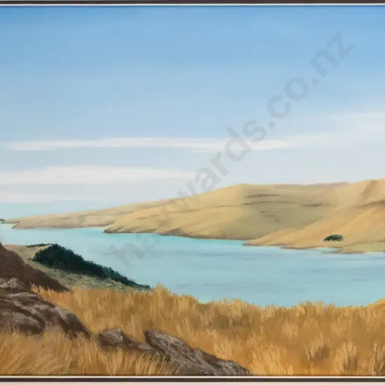 Brenda Visser - framed pastel "Lyttleton Harbour"  H-210 W-450