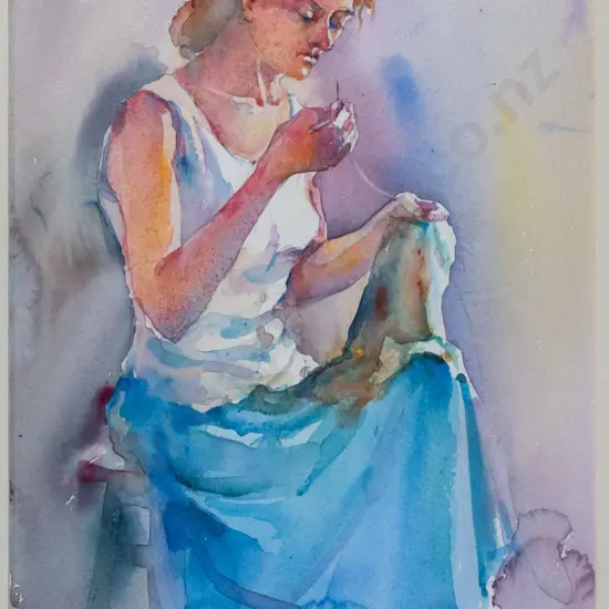 S Orinko - framed watercolour "Dressmaker" H-350 W-250