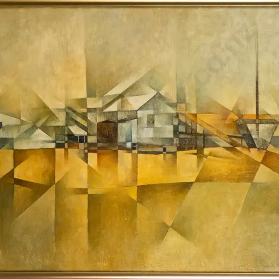 Elizabeth Stevens - framed oil "The Works at Seadown" H-590 W-1000