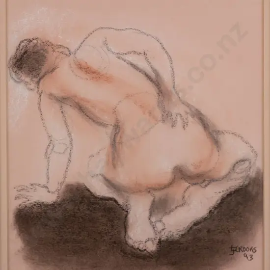 Lindsay Crooks '93 - framed pastel - nude H-255 W-215