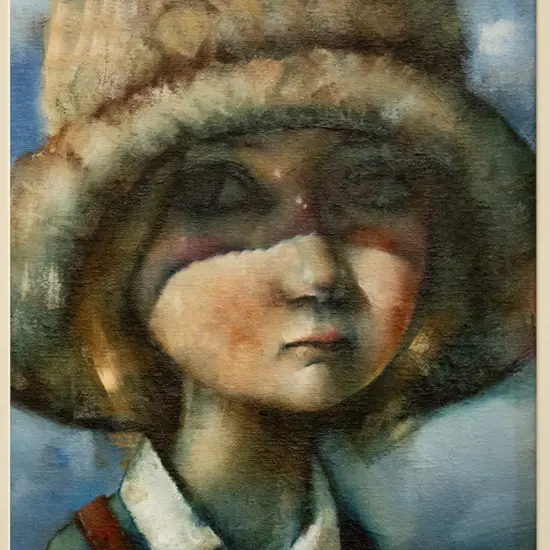 Suzy Platt '08 - framed oil "School Girl" H-290 W-210