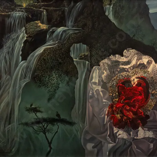 John Buckley 1998 - framed alkyd resin on canvas "The Dying Valentine" H-540 W-700