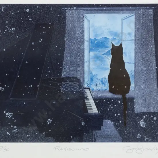 Gary Tricker - framed etching/aquatint 33/50 "Pianissimo" H-190 W-140 (slight warping)