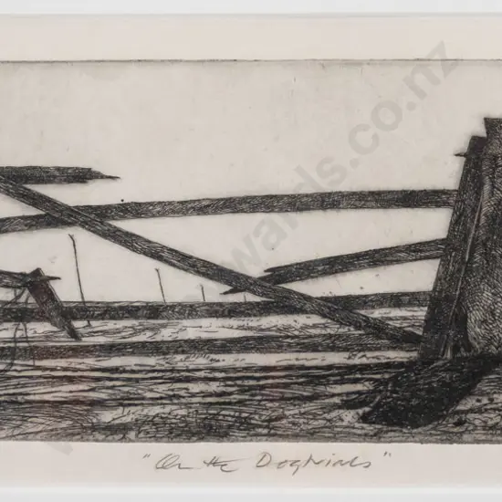 Grahame Sydney 16.9.76 - framed etching 35/40 "On the Dog Trials" H-110 W-260