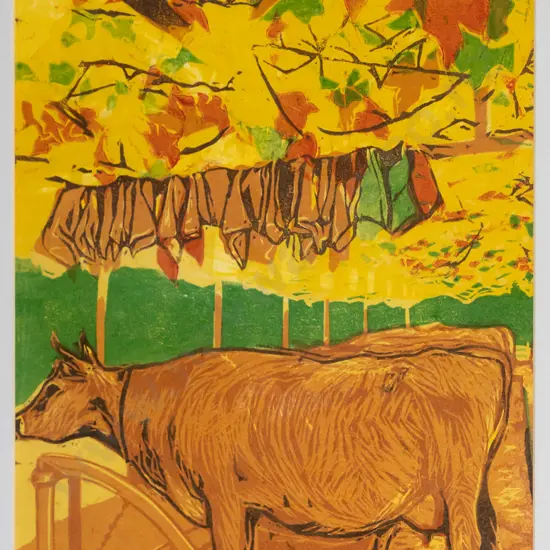 Manu Berry 2016 - framed woodblock print #8 "Careys Bay" H-290 W-190