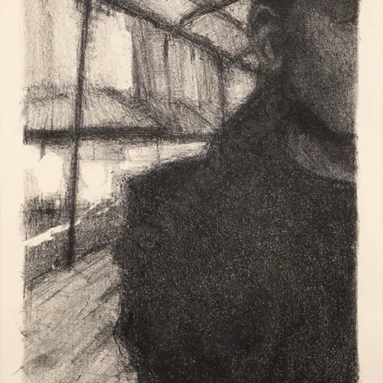 D West '01- framed print 1/3 "Passer By" H-380 W-200 (slight warping to print)