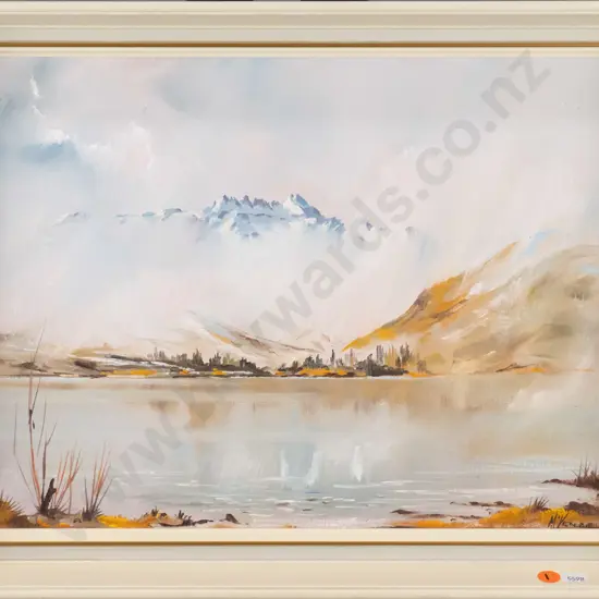 Charles D McKenzie - framed oil "Snow Clouds, Frankton,  Lake Wakatipu" H-280 W-380