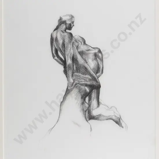 J Robertson 2'0 - framed charcoal "After Rodin" H-360 W-260