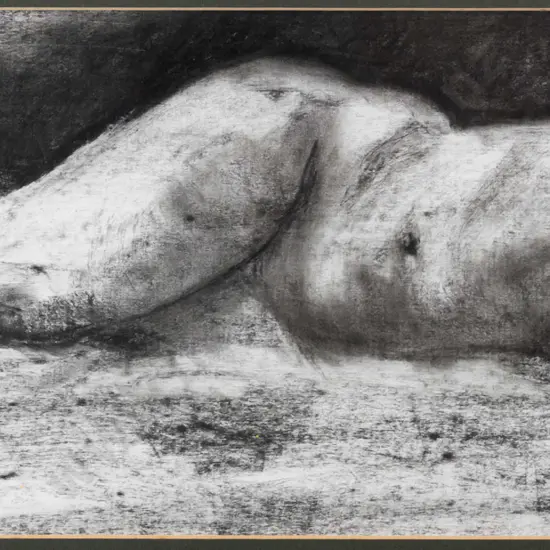 Carol Handyside - framed charcoal "Nude # 1" H-220 W-440 (frame needs attention)