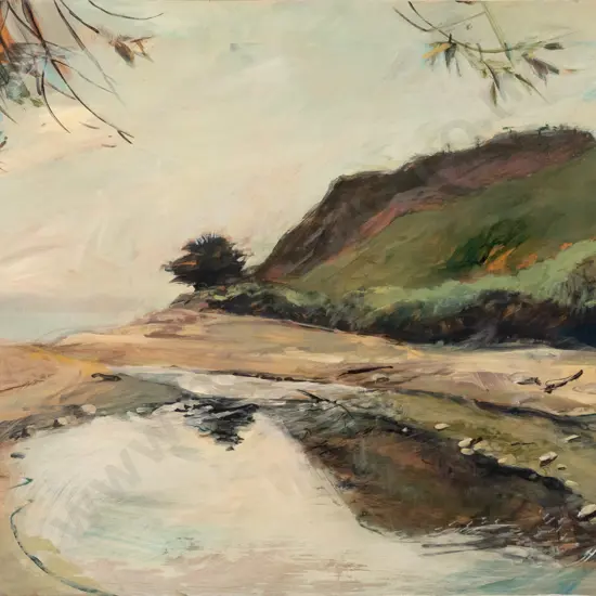 Nicole Marshall 1998 - acrylic on board "Te Whenua - Lagoon (The Land) Westland" H-320 W-360