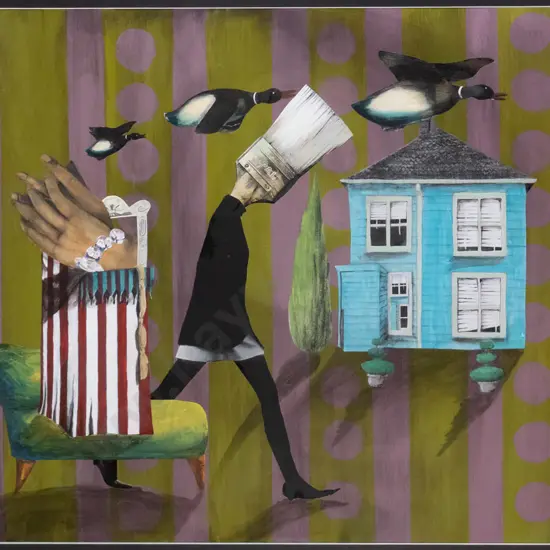 Carol King 2006 - framed mixed media collage H-480 W-680