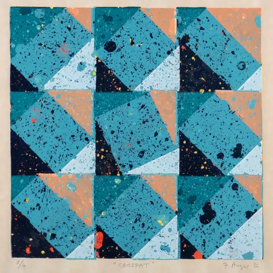 F Auger '86 - framed screenprint 3/4 - 'Geospat" H-260 W-260