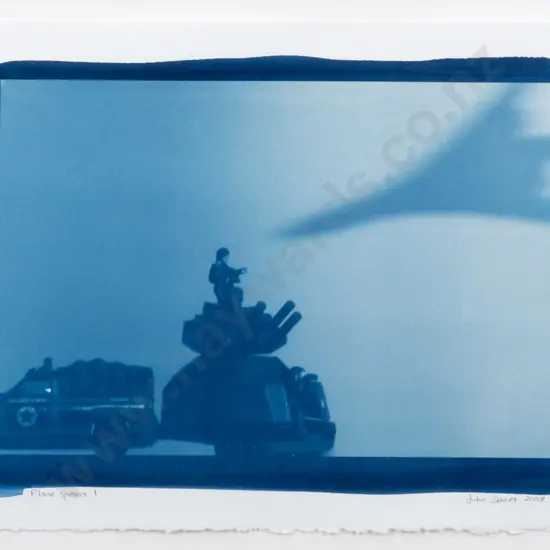 Julia Davies 2008 - framed cyanotype "Plane Spotters I" H-350 W-510