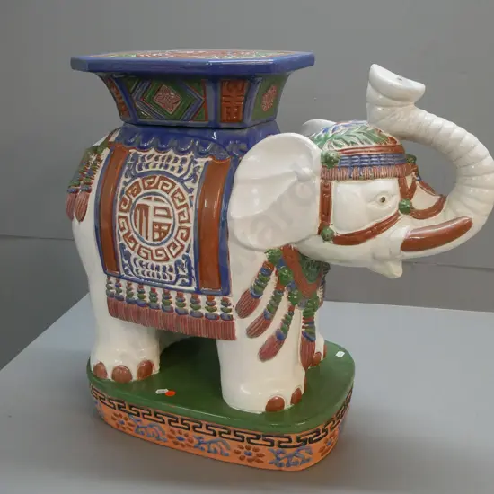 large asian porcelain elephant plant pot stand H-550 L-600