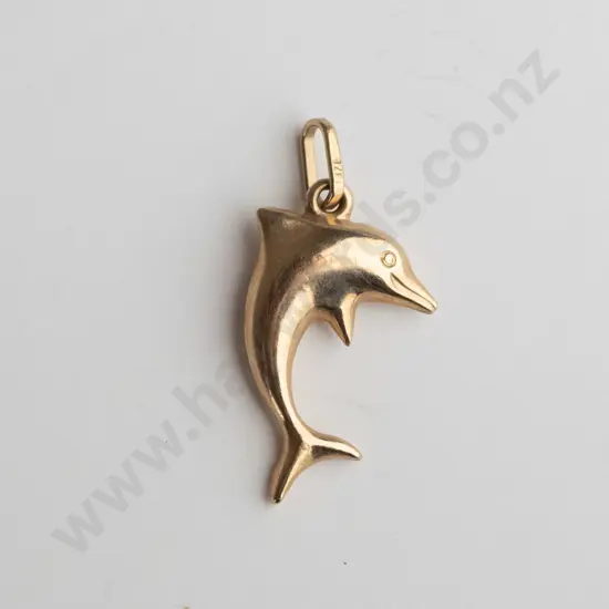 gold dolphin pendant - no chain stamped 375