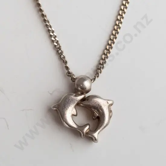 silver dolphin necklace chain stamped 925
