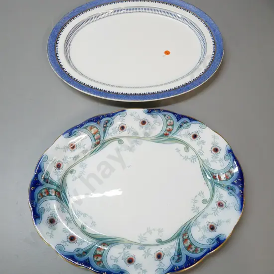 2 vintage large English ashetts - Burgess & Leigh "Richmond" pattern and Booth's Lowestoft Border L-425 W-335