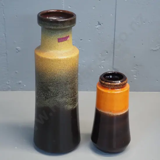 2 German pottery vases - taller H-320 marked Scheurich 205-32m and smaller marked 209-18