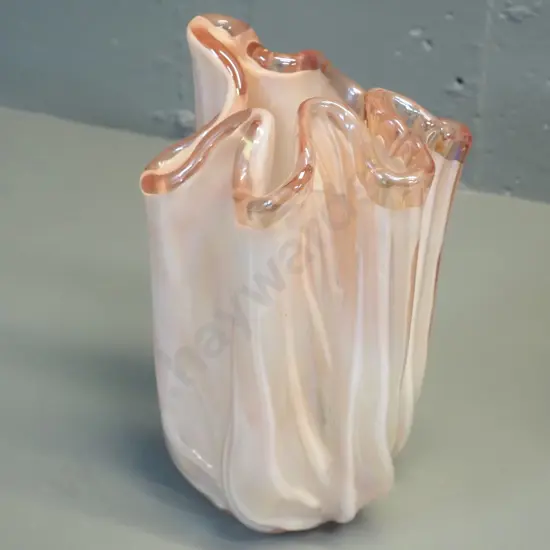 pink lustre art glass vase H-230 approx. D-140