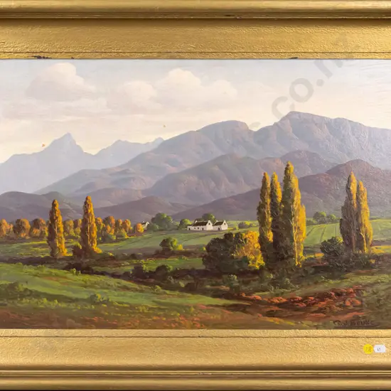 GJ Beukes - framed oil - landscape H-390 W-580 (slight aging to paint)