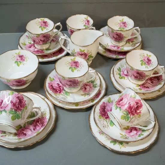Royal Albert American Beauty 20-piece tea set and additional cup