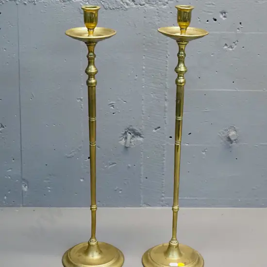 pair of tall brass candlesitcks H-540