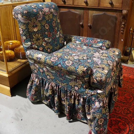 William Morris  fabric upholstered fireside chair