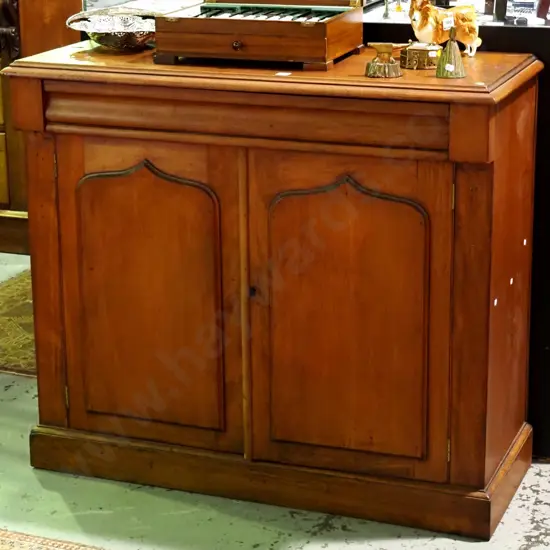 colonial kauri shield door dresser base having shaped top drawer H - 940 W- 1470 D- 460