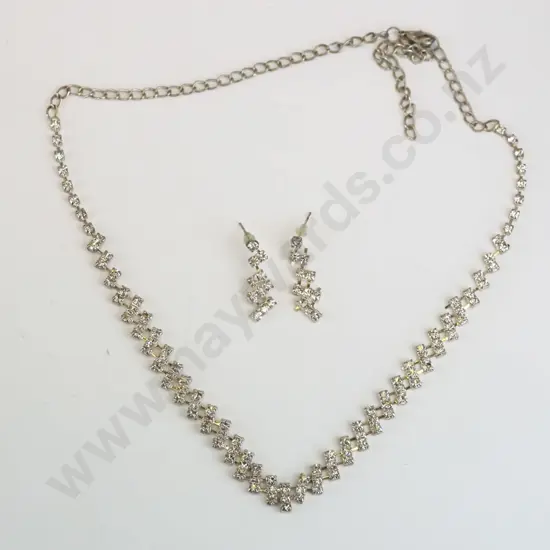 diamante necklace & earrings set