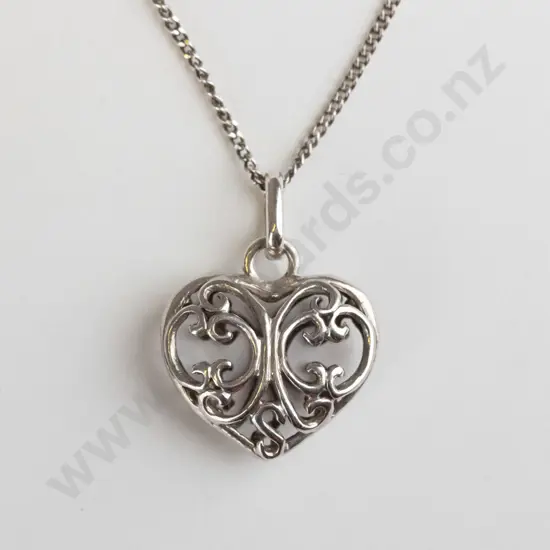 silver heart necklace stamped 925