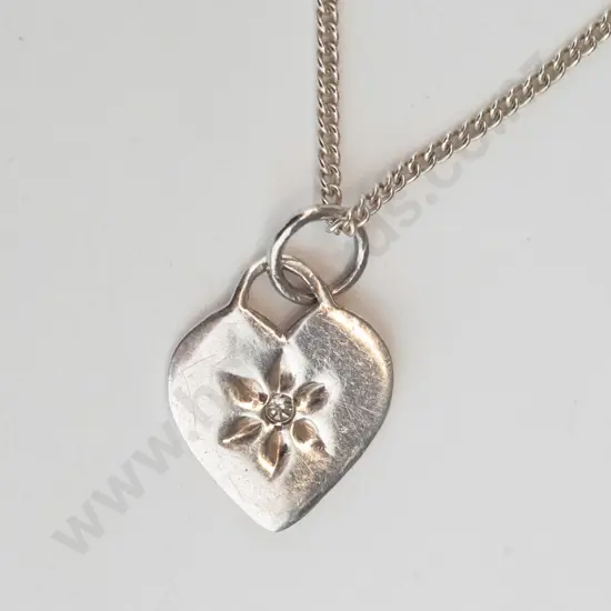 silver heart necklace stamped 925