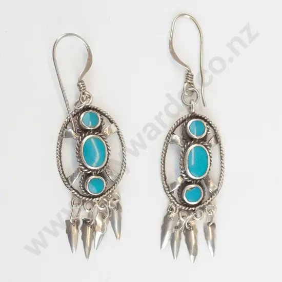 pair of turquoise earrings no mark