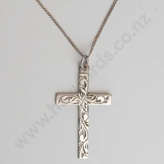 silver fine cross necklace stamped sil