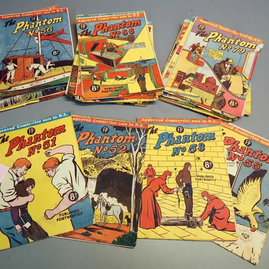 early New Zealand issue Phantom comics - complete from No. 51 thru No. 90, except missing No. 86 - musty, stains and