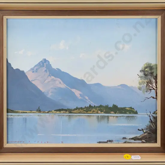 Alan D Cooke -framed oil "Summer Morning, Walter Peak, Lake Wakatipu" H-240 W-290