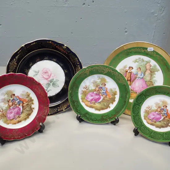 5 Limoges display plates - romance scenes, Fragonard, etc. - largest D-250