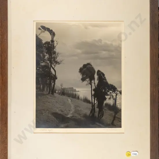 framed vintage Dickson black and white photograph - coastal scene H-280 W-225 (slight aging)