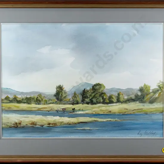 Ray Melhop - framed watercolour "Rural Southland II" H-290 W-410