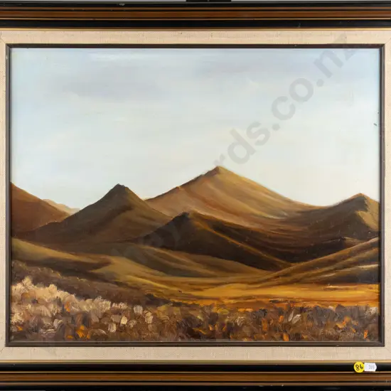 E Weatherhead 1985  framed oil - Centrl Otago, Lindis Pass Area H-400 W-490