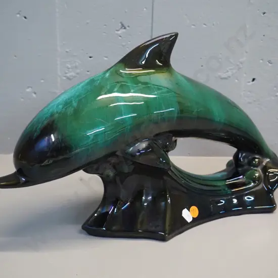 large Blue Mountain Pottery dolphin H-250 L-400