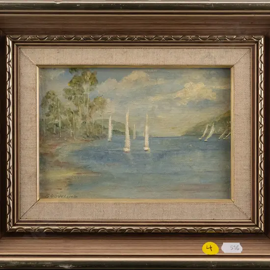 S Gowling - framed oil - sailing boats H-110 W-160