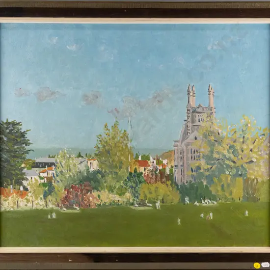 C. Jackson - framed oil - City Centenarian, Otago Boys High School H-490 W-590