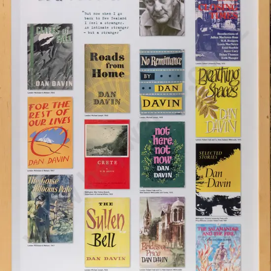 framed Dan Davin promotional book poster H-580 W-410