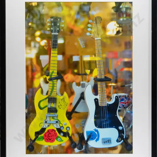 Peter MacDonald 2011- framed photograph "Miniature Guitars Victoria St London" H-560 W-390