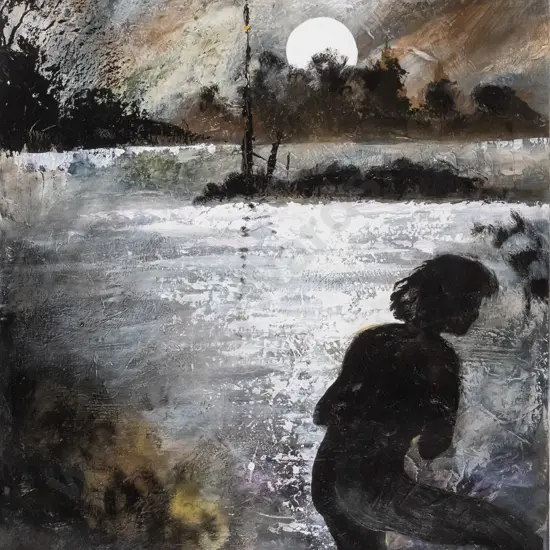 Susie Ruddenklau -boxed acrylic on canvas "Midnight Rendezvous" H-760 W-510