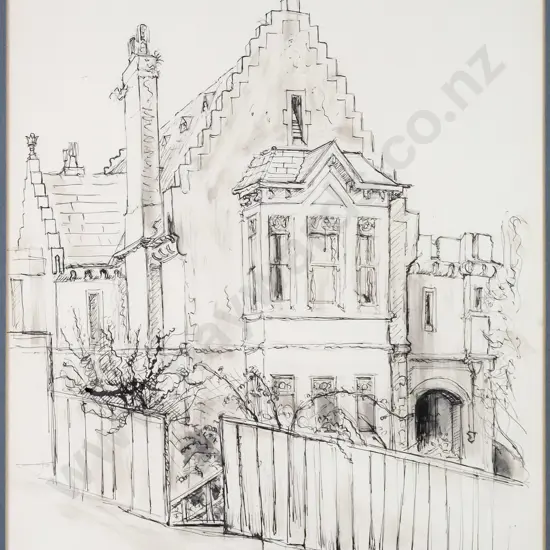 Shona McFarlane  - framed ink & watercolour-  No 2 William St H-500 W-380