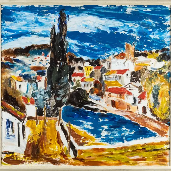 Attrib Hardwicke Knight - framed oil - town scene H-450 W-480