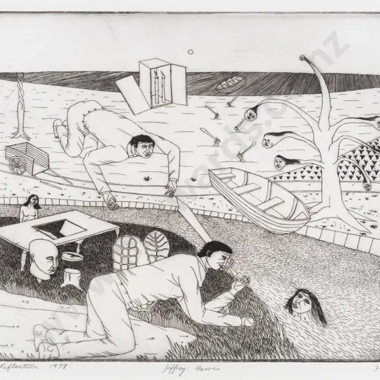 Jeffrey Harris 1978 - framed etching 39/45 - "Our reflection" H-200 W-240